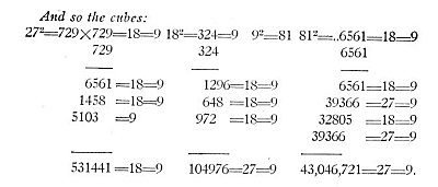 Freemasonry - reverse progression of 1 to 10 multiplied by 9 in cubes