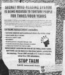 Poster about mind control in India