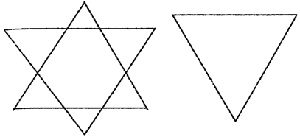 Star of David and an equilateral triangle